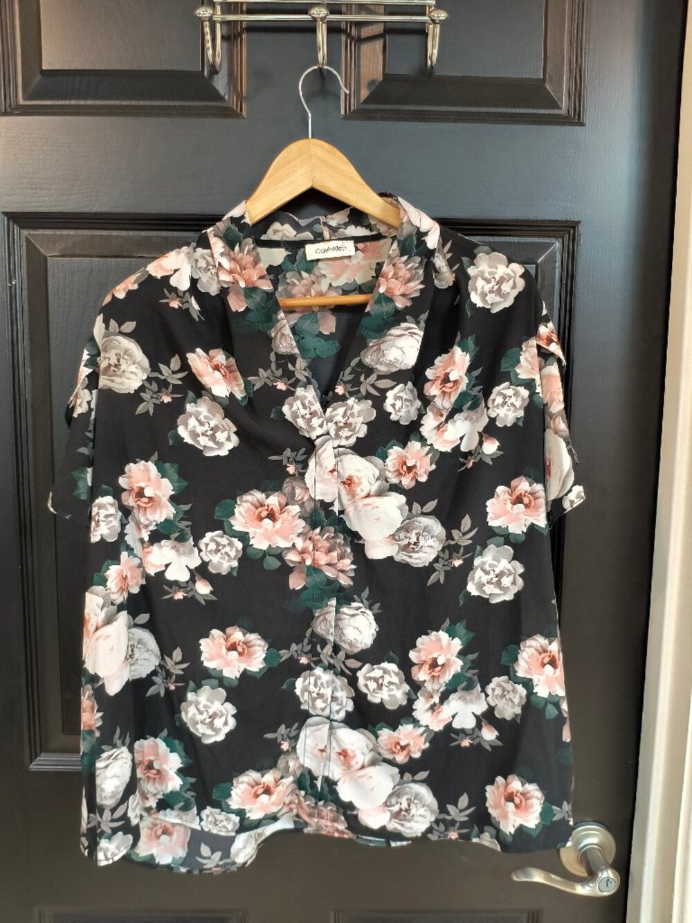 Black Floral Blouse - Calvin Klein (M)